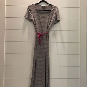 NWT. Calvin Klein long striped dress w/ belt.